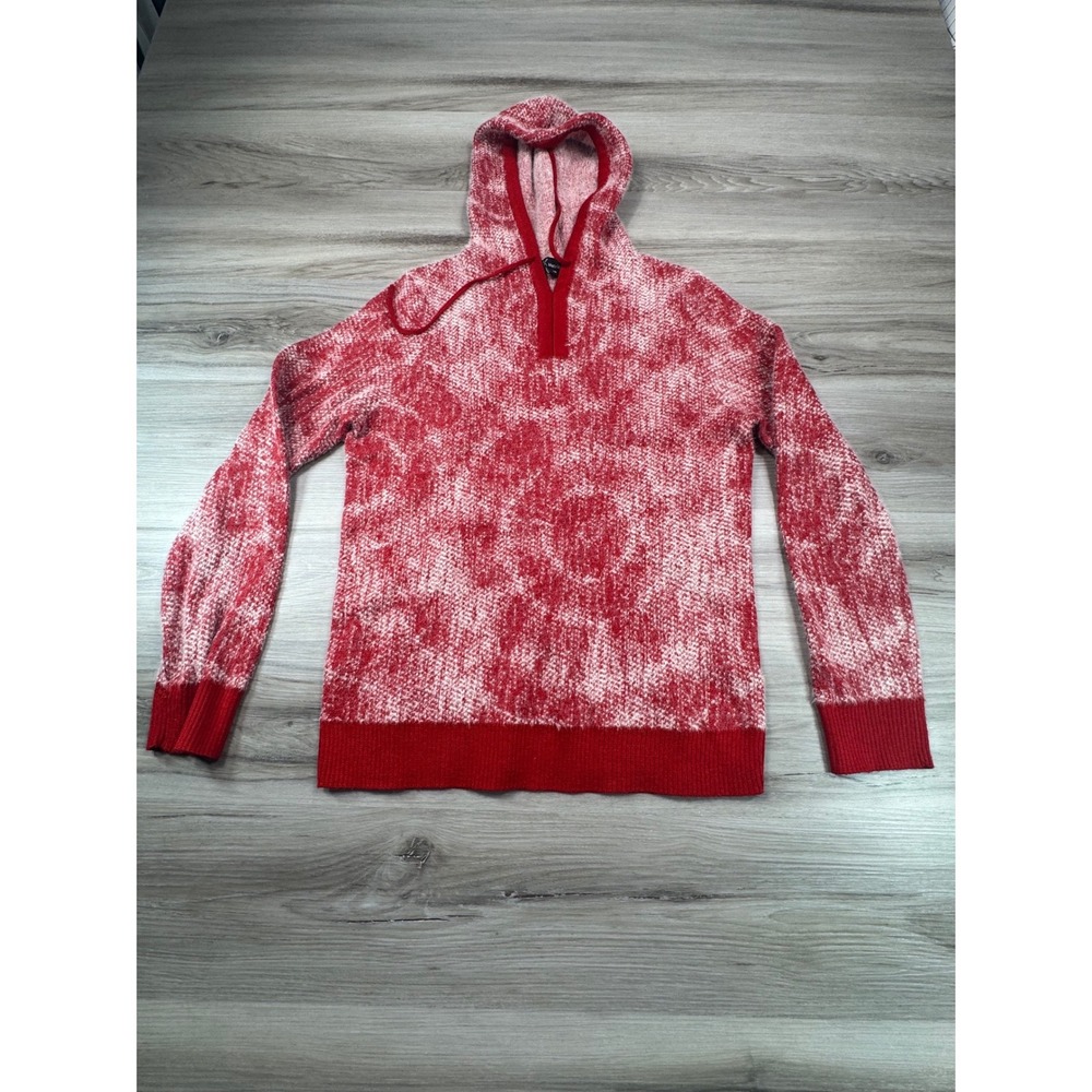 MK Metric Knit Red‎ White Tie Dye Pullover Hoodie Sweater Womens Size M